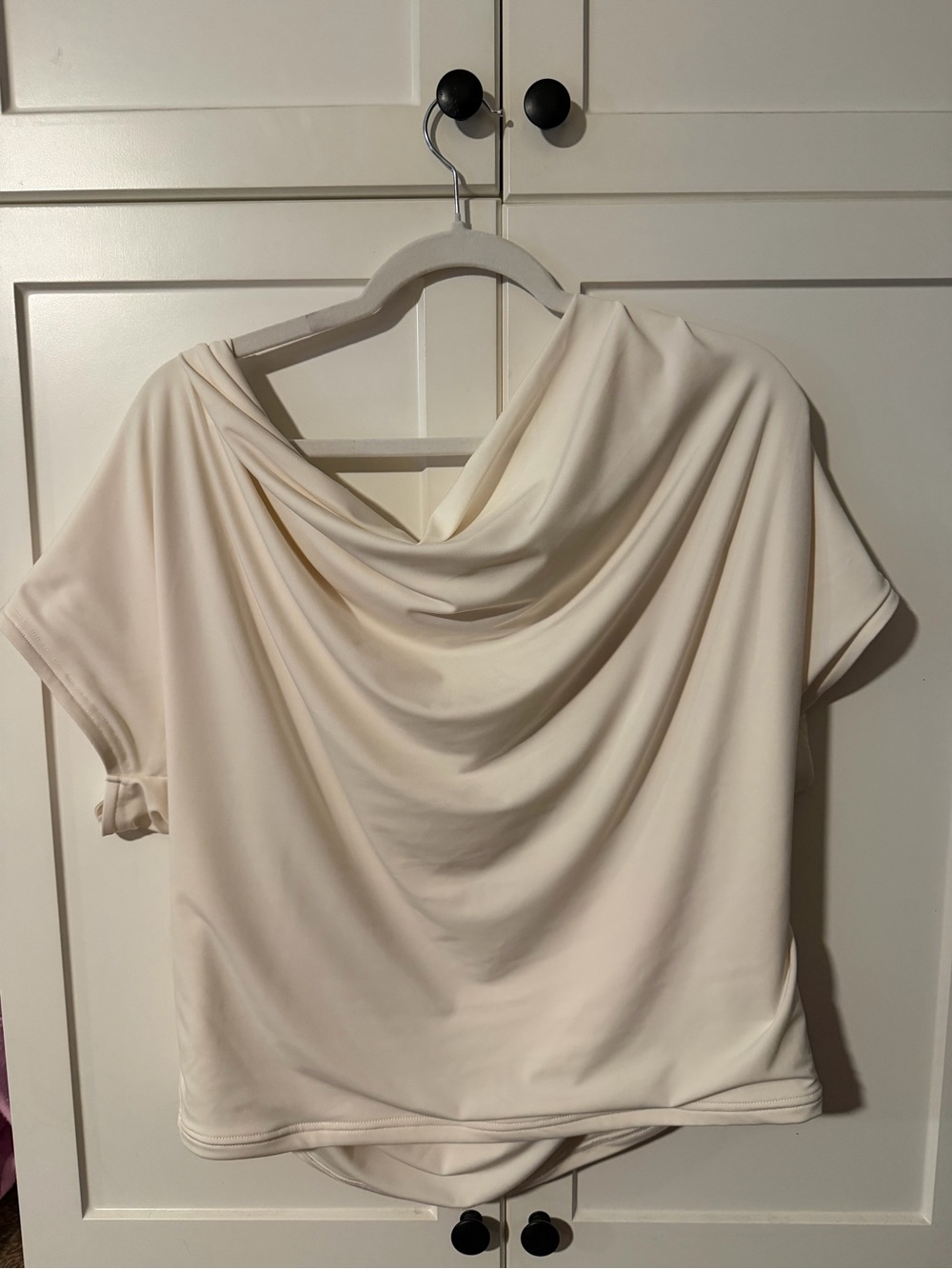 Abercrombie & Fitch Cream Draped Cowl Neck Short Sleeve Top - new with tags
